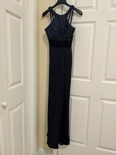 New womens City Studio formal dress long blue 1 party prom slit evening ball