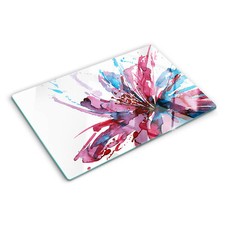 Glas-Herdabdeckplatte Ceranfeldabdeckung Spritzschutz 80x52 Abstrakte Blume