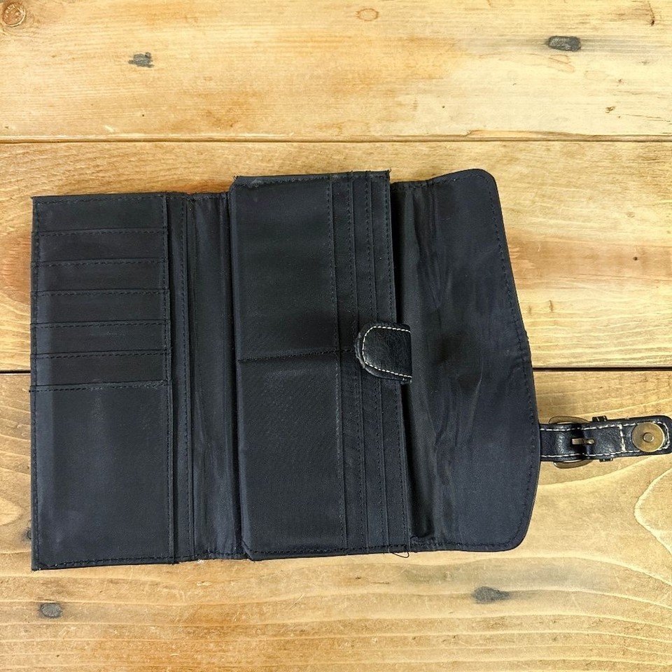 Born Concepts BOC Black Faux Leather Wallet Lots Pockets eBay