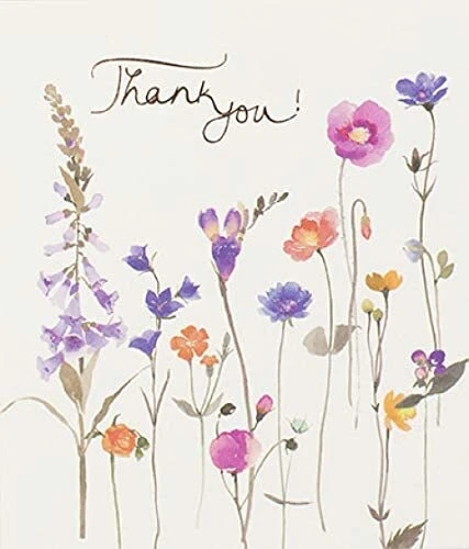 PAPERLINK Beautiful Blooming Flowers Thank You Card – Floral Watercolour Greeting Card