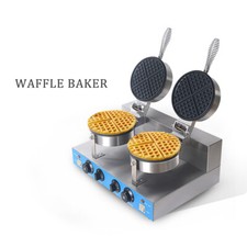 ITOP Electric Dual Rotary Waffle Iron Maker Machine Round Belgian Waffle Baker