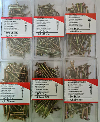 Connex Universalschrauben Kreuzschlitz PZ123 2,5x20mm - 6,0x70 mm gelb-verzinkt