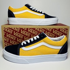 Vans Size 3.5 Old Skool Shoes Blue Yellow Trainers Suede