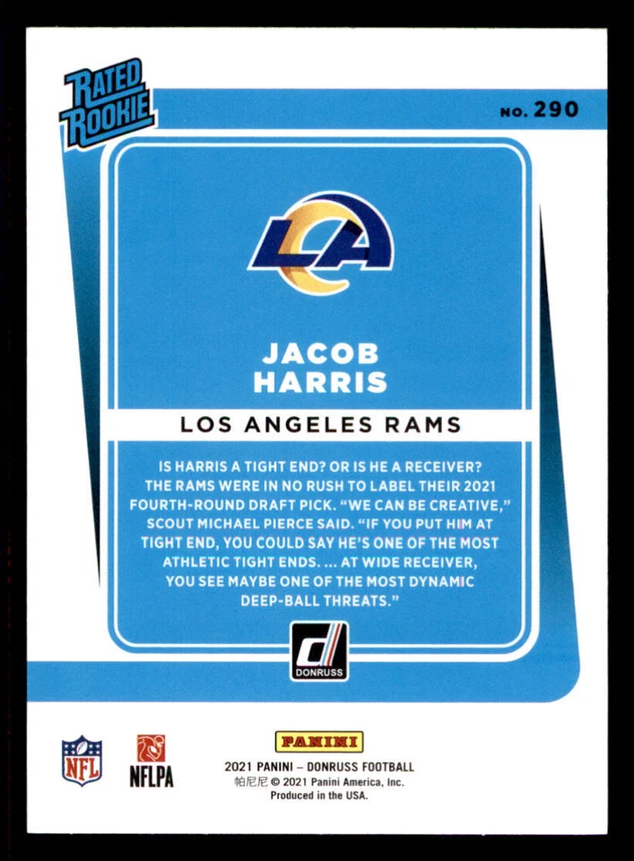 2021 Donruss #290 Jacob Harris RR RC - Image 2 of 2