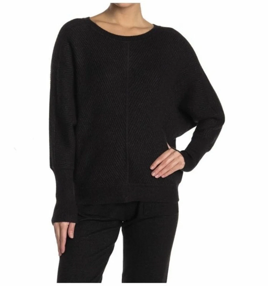 Devotion by Cyrus Black Ribbed Batwing Sweater Size Medium New