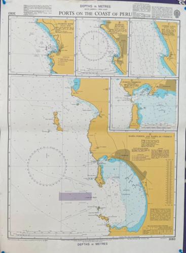 Amirauté 3083 Ports sur Les Coast De Pérou Amérique Du Sud - Ouest Carte Tableau - Photo 1/8