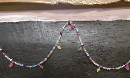 GARLAND SPRING/EASTER BEADED/MULTI + FLOWER CHARMS WALL/TREE/TABLE/WREATH UNIQUE - Picture 2 of 6