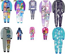 Girls Boys pyjamas 1onesie all in one fleece jersey nightwear sleepsuit 
