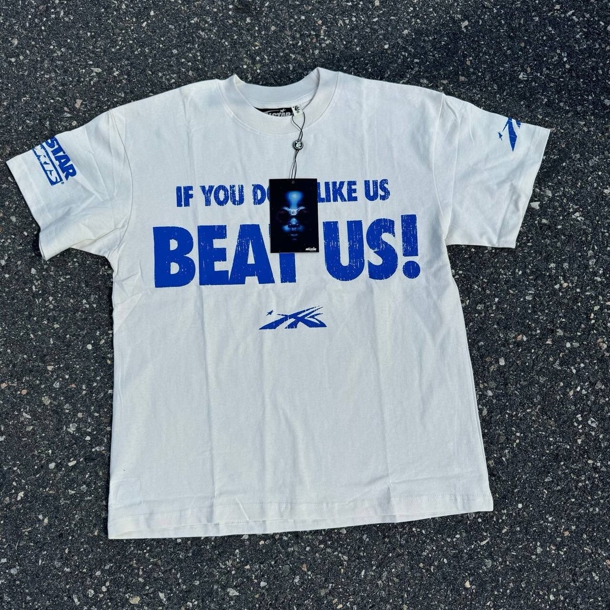 Hellstar Beat Us! T-shirt White/Blue | eBay
