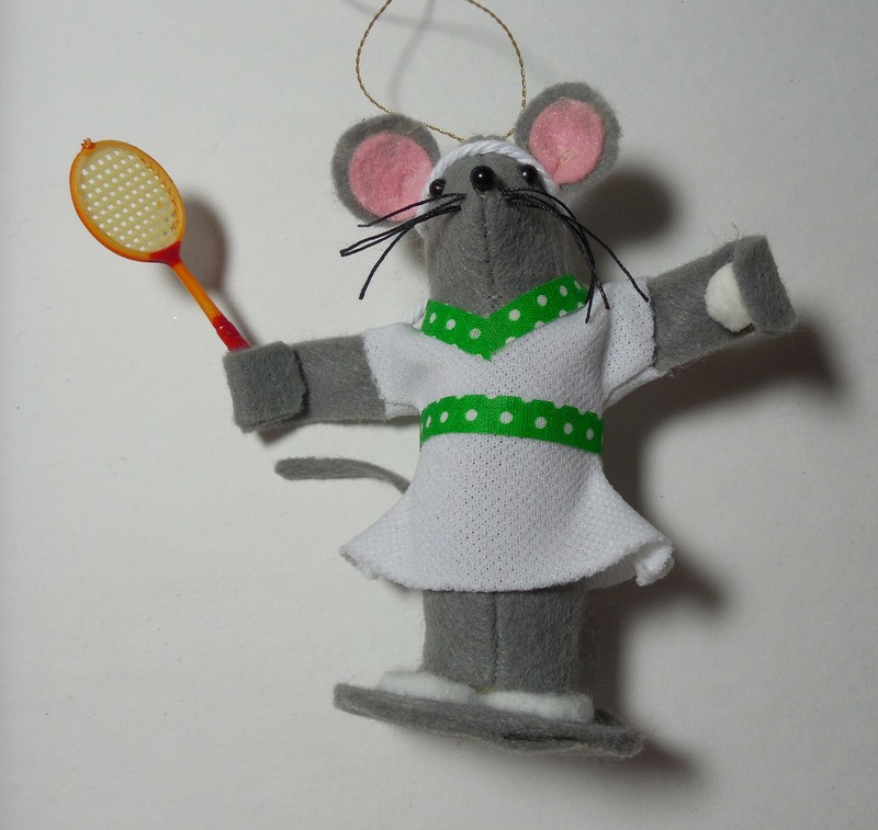 Handmade Felt Mouse Ornament/ Figurine - The Tennis Girl Mouse