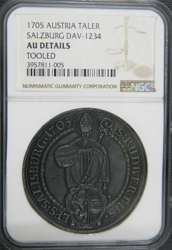 Austria Salzburg 1705 Madonna Thaler NGC AU Details.