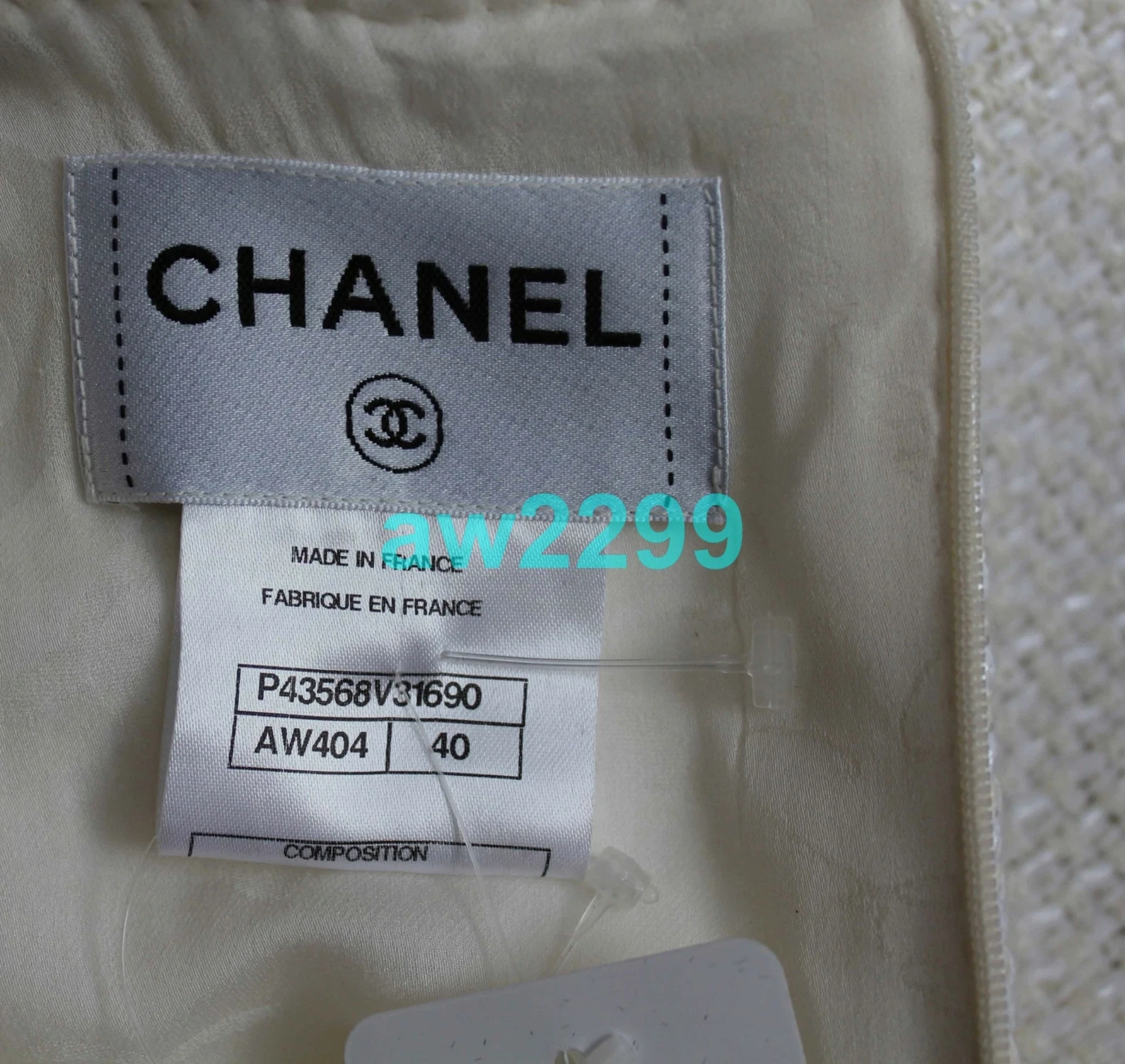OFF WHITE CHANEL ABITO DA PASSERELLA IN PELLE CON FINITURE IN TWEED BIANCO NUOVO 40