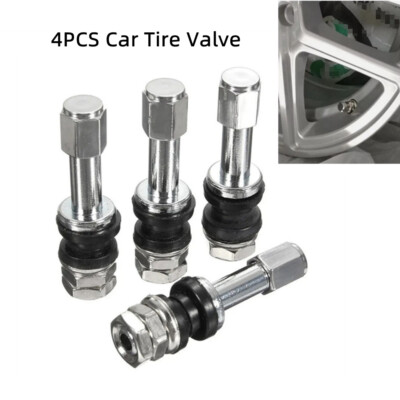 #ad 4PCS Bolt On Tire Valve Stem High Pressure Flush With Cap Kit For Car Motorcycle $23.55