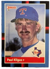 Excellent: Vintage 1988 Donruss Paul Kilgus Texas Rangers Rookie Trading Card