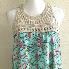 Xhilaration Women's Summer Halter Dress Size M Crotchet Neck Keyhole Back