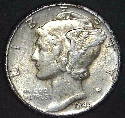 1944-D 10C Mercury Dime AU 90% Silver 21uhh0518