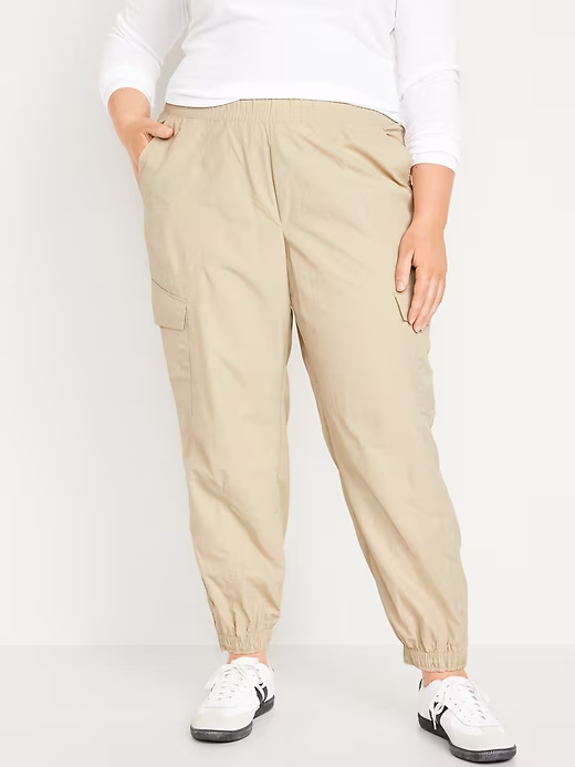 Old Navy Ankle-Zip Cargo Joggers Womens 2X Beige Quick Dry Nylon NEW