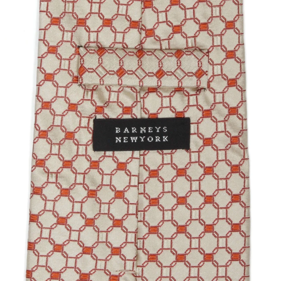 Corbata Barneys New York Space Age Tech geométrica para hombre seda champán Foto 3 de 3