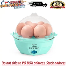 MyMini Premium 7-Egg Capacity Cooker Large, Compact Design, MEC7TL, White & Teal