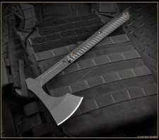 RMJ Tactical Tomahawk Raven Blackout Graphite Black Body Black G10 with Sheath