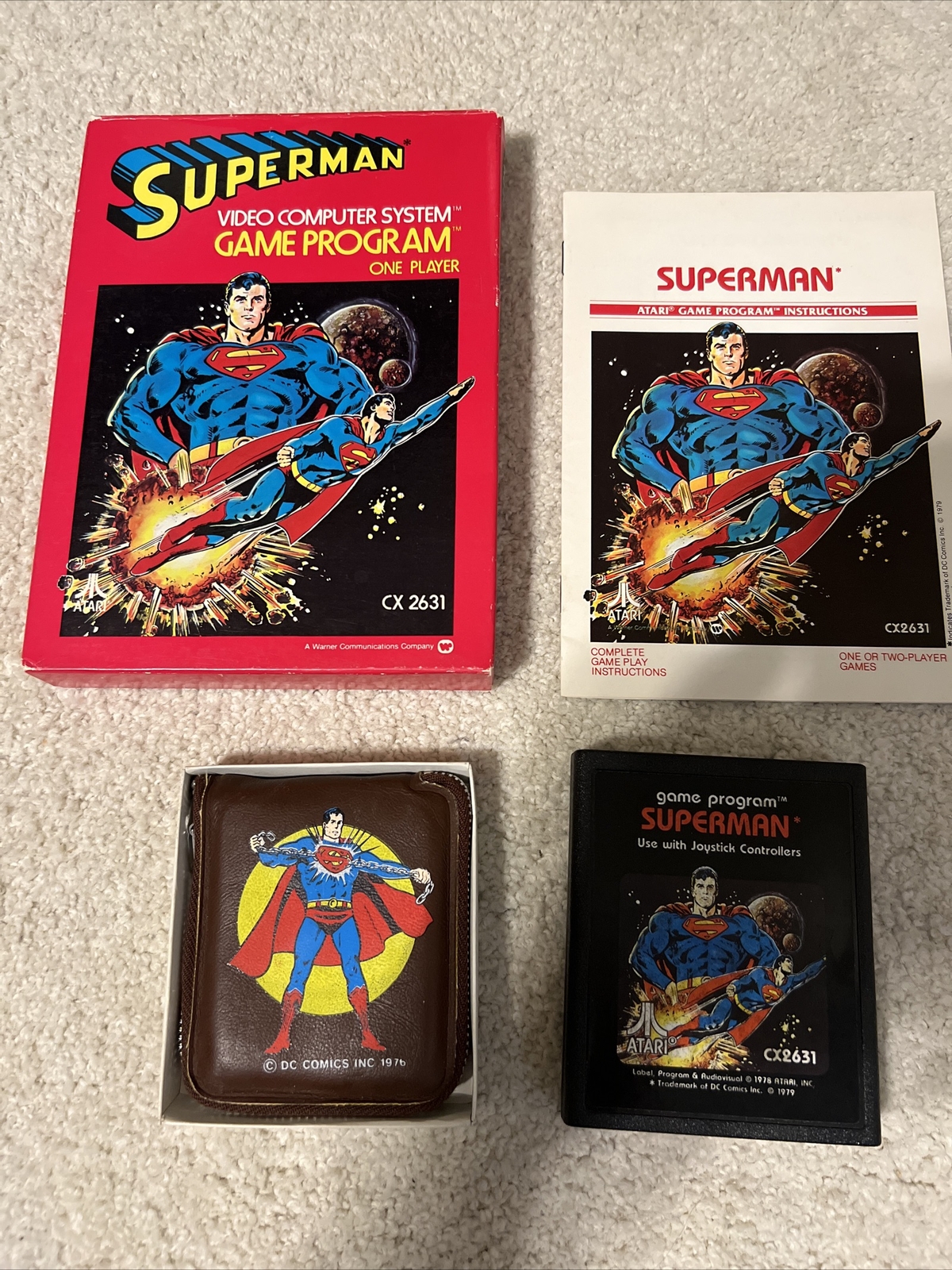 Image 1 - Rare Atari 2600 Superman Includes Wallet White Instructions Cart CIB WATA Game
