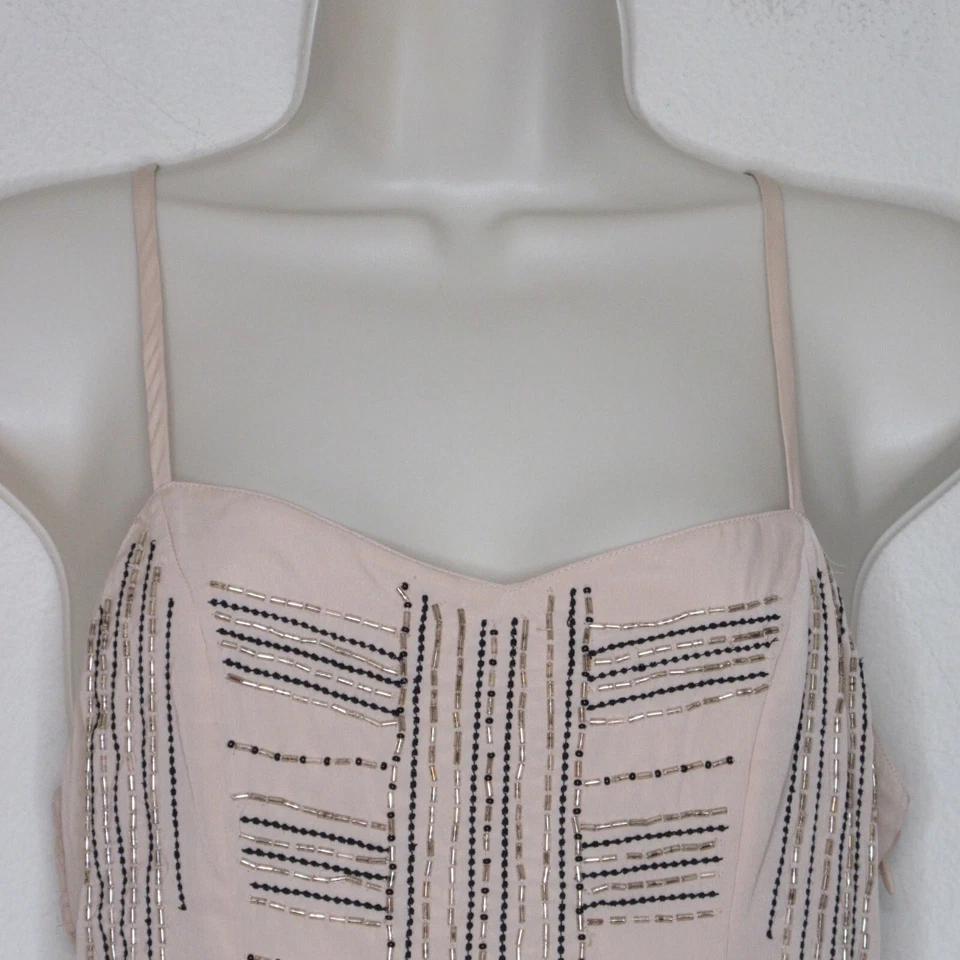 Mini vestido para mujer American Eagle Outfitters con cuentas recorte trasero 2 melocotón B60 Foto 2 de 4