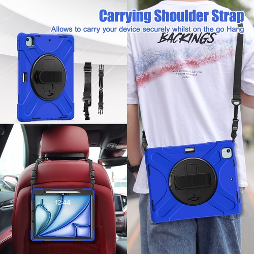 Heavy Duty Shockproof Hand Strap Stand Case Cover Shell for iPad Air 13" M2/M3 - Picture 49 of 83