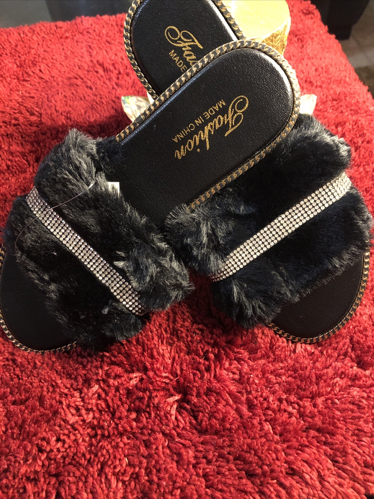 Slippers Woman (Black) Size 37. Stone.-image