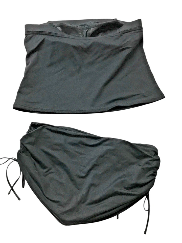 Lands' End Black Bandeau Top Size 6 & La Blanca Black Bottoms w/Side Ties Size 6 - Image 3 of 4