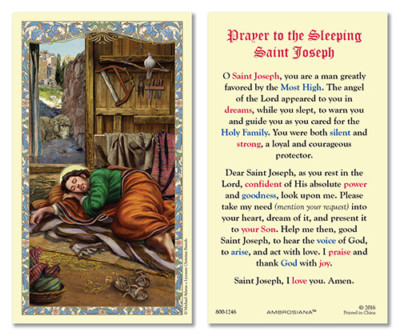 prayer to the sleeping st. joseph laminated card new catholic ebay prayer to the sleeping