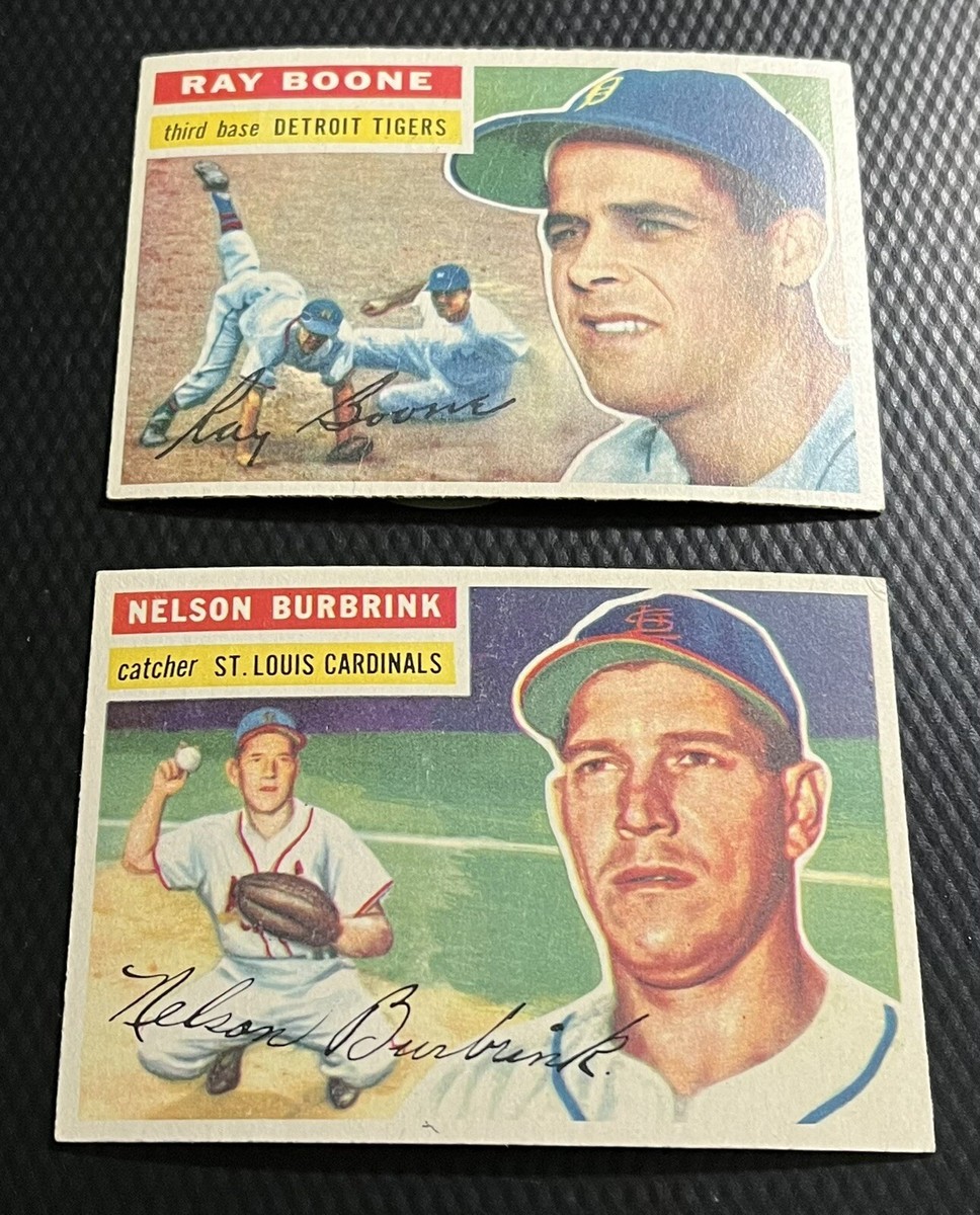 1956 Topps White Back Lot Ray Boone #6, Nelson Burbrink #27 - Mid