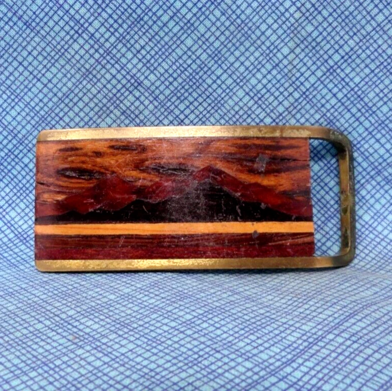 异国情调的木质景观镶嵌礼服皮带扣山脉复古 70 年代工匠 .NOX116 — 第 2/4 张图片