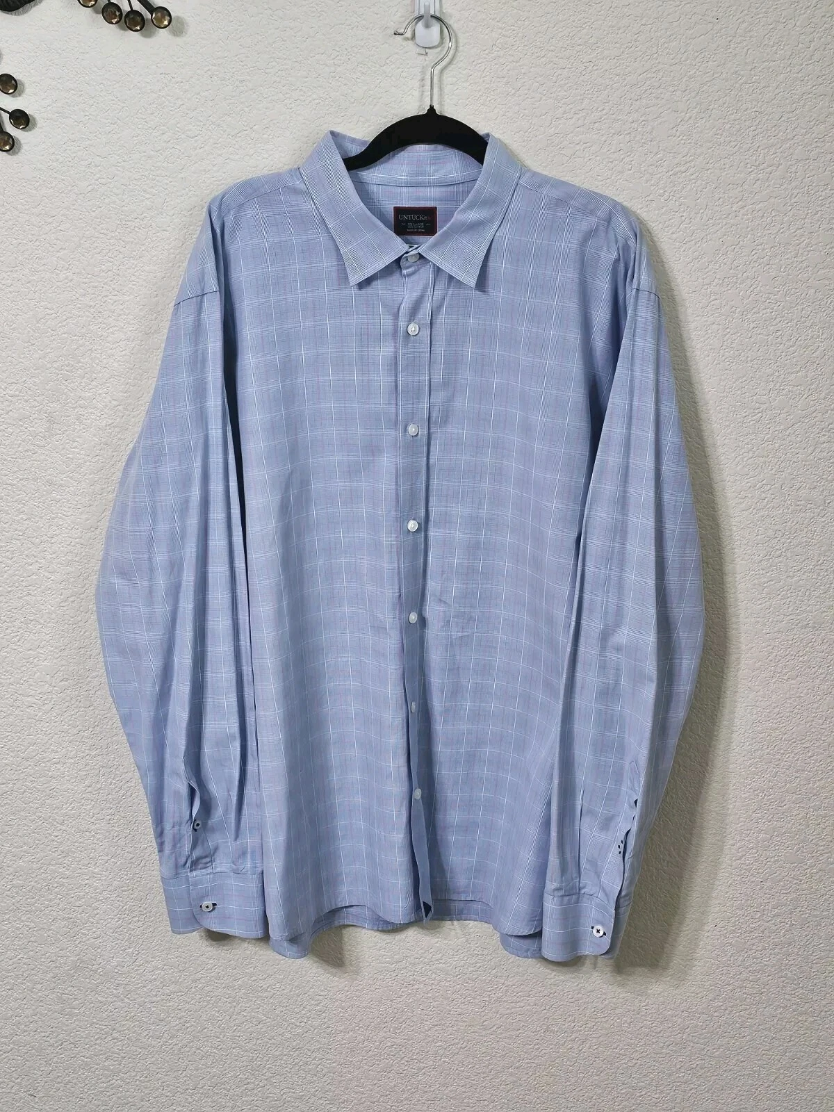 Untuckit Shirt Mens XXL Long Sleeve Button Up 100% Cotton Plaid Career Casual