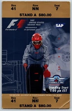 2002 F1 SAP Grand Prix Ticket Stub Indianapolis IMS Race Formula One Racing #7