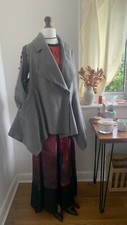 Vintage Rare Wool Cashmere Gray Coat Nafnaf Size 10 Eu 38 Women Trench Design