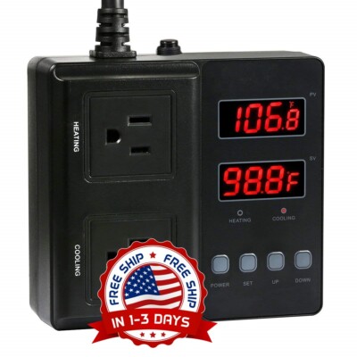 Termostato con enchufe de salida digital doble para controlador de temperatura