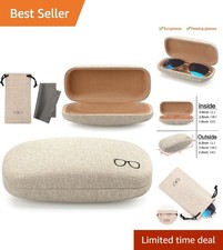 Large Hard Shell Sunglasses Case in Linen - Shockproof Protection for Eyewear