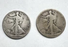 (Lot of 2) 1920-D Walking Liberty Half Dollar 90% Silver Coin 50c BETTER DATE!