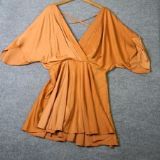 ASOS DESIGN Camel Kimono Sleeve Mini Dress Plunge Cut Out UK 14 US 10 EU 42