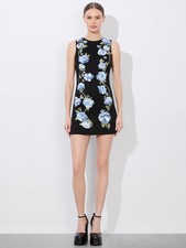 $795 ALICE + OLIVIA CLYDE MINI DRESS | Black Multi | 6