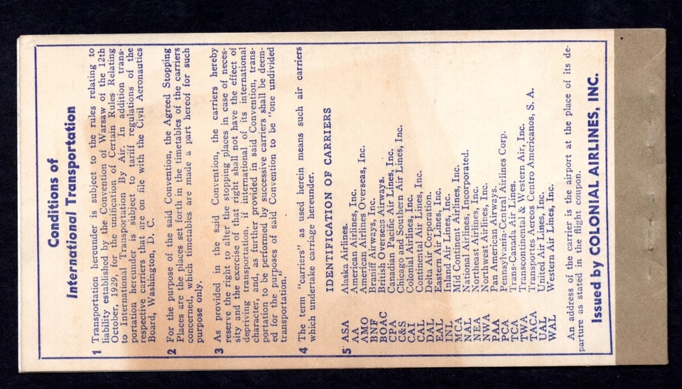 UK 1951 COLONIAL AIRLINE TICKET WITH K. GEORGE VI 12s. 6d. SCOTT #127 - Image 2 of 2