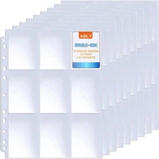 ABLY 540 Pockets Double-Sided Trading Card Pages Sleeves 2.6" x 3.6", Silver 