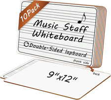 10-Pack Double-Sided Music Staff Lapboards - Mini Dry Erase Whiteboards