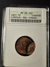 (ND) Lincoln cent 1C Double Struck Error ANACS MS63 RD Old Label