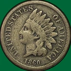 1860 Round Bust Indian Head Cent Very Good VG Coin #39927