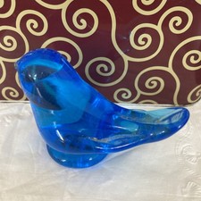 Bluebird of Happiness Vntg Art Glass Figurine Signed Leo Ward 1988 Terra Studio