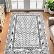 3x5 Washable Rug Non Slip Soft Low Pile Front Door Mat Indoor Entrance Black ...