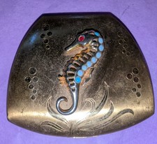 1950s Elgin American Seahorse Makeup Compact Mirror