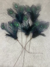 (5) Pier 1 Imports Pier One Christmas Deco Stick Ornaments Peacock Animal Print