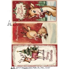 Reindeer Christmas #7289 | A4 Rice Paper | Paper for Decoupage | AB Studios